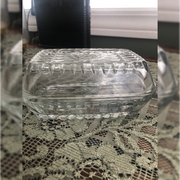 Dining Vintage Covered Cut Glass Butter Dish Poshmark